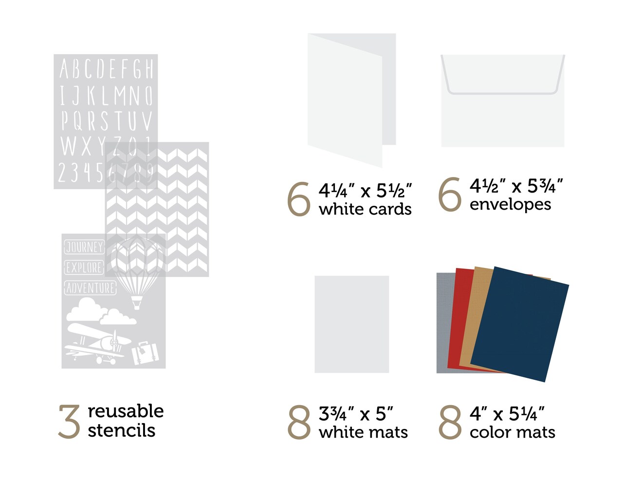 PA Essentials Cardmaking Kit with Stencils, Adventure, 31 piece, Adventure for Painting on Wood, Canvas, Paper, Fabric, Wall and Tile, Reusable DIY Art and Craft Stencils for Painting